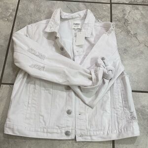 NWT white distressed jean jacket